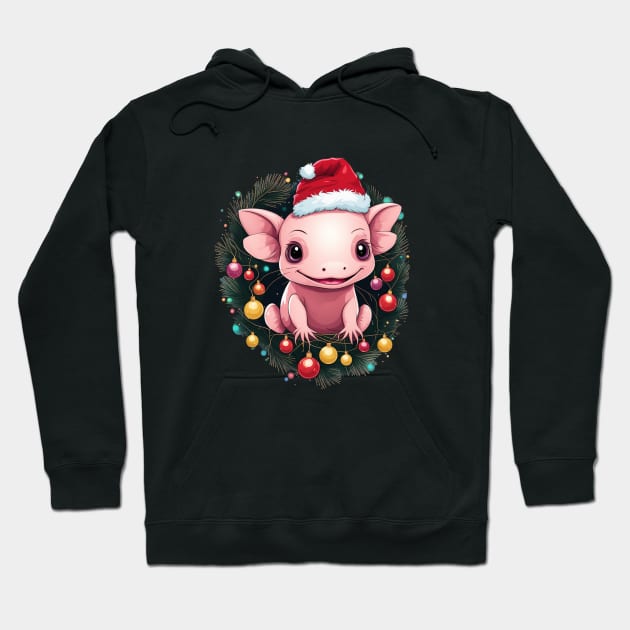 Christmas  axolotl, cute axolotl, funny xmas axolotl design Hoodie by Edgi